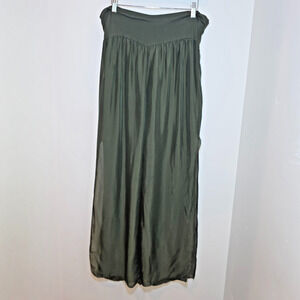 Scandal Free Pants Italy Green Silk Viscose Palazzo Harem One Size Wide Leg Boho
